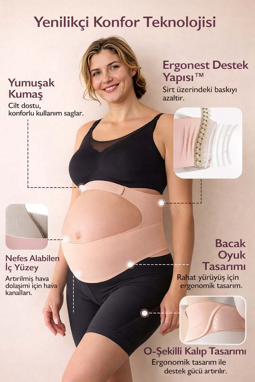 Miniva™ Hamile kadınlar için ayarlanabilir göbek destek kemerİ